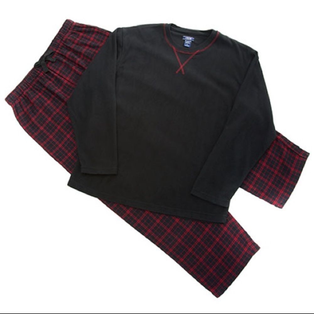 Izod Flannel Pants & Fleece Tee Pajama Set L, Red